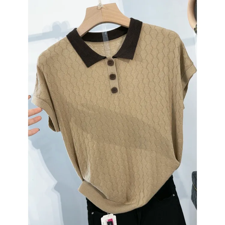 【卡布奇诺】夏季新款百搭气质薄款宽松设计感短袖飞飞袖上衣女