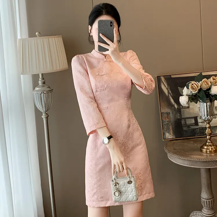 小个子连衣裙短款女初秋新款修身显瘦轻款少女新中式改良旗袍裙子