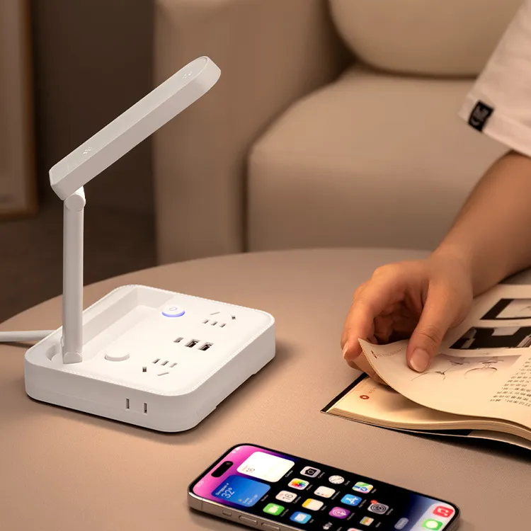 插座台灯办公插排可折叠台灯阅读灯USB插线板typec充电遥控床头灯