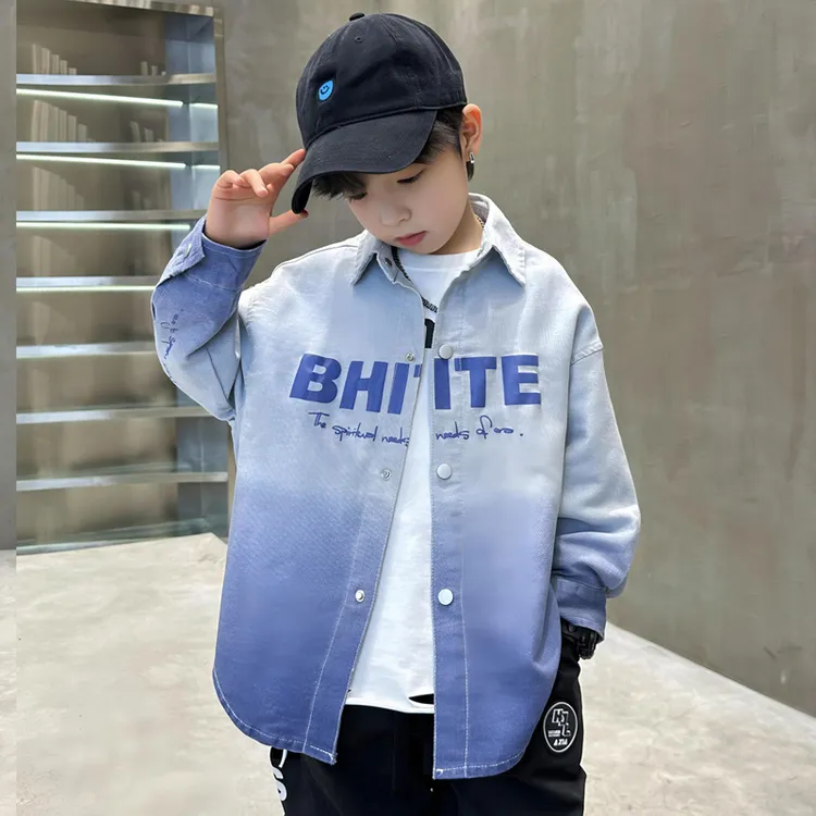 巴拉⁣巴拉恩男童衬衫长袖春秋款2024新款中大童痞帅男孩秋季纯棉