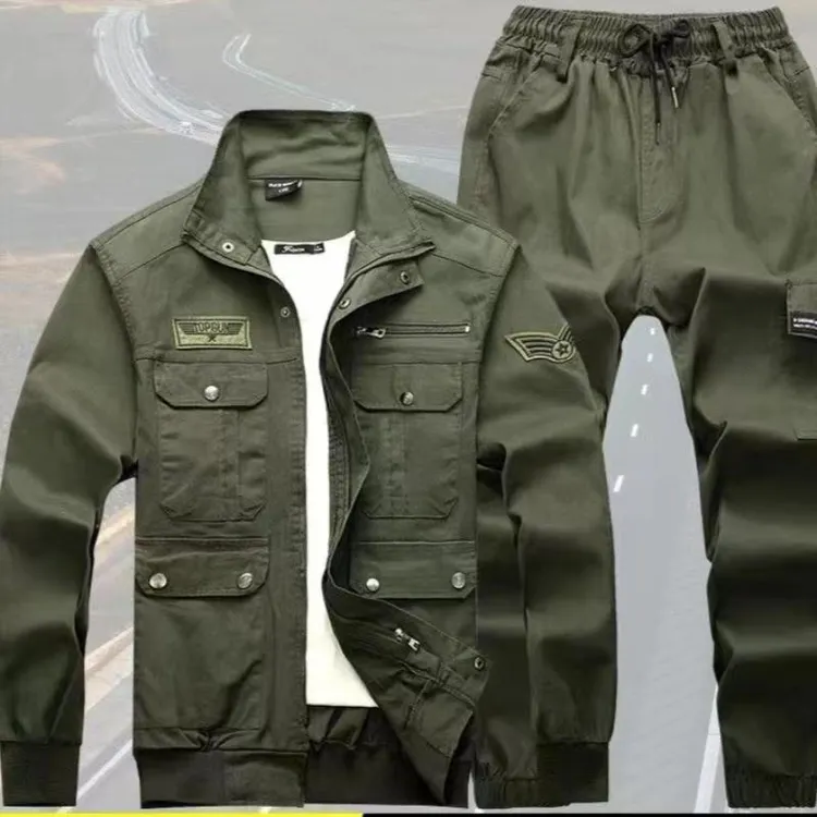 856春秋弹力工装工作服劳保机修电工电焊耐磨耐脏套装多口袋男士