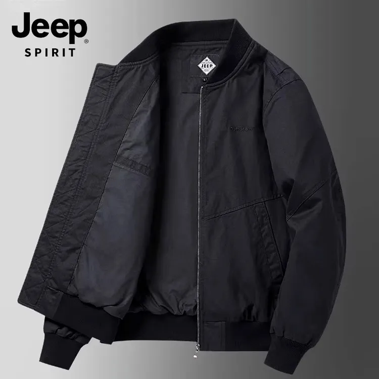 JEEPSPIRIT吉普男士夹克秋冬款宽松棒球服飞行夹克爸爸装保暖外套
