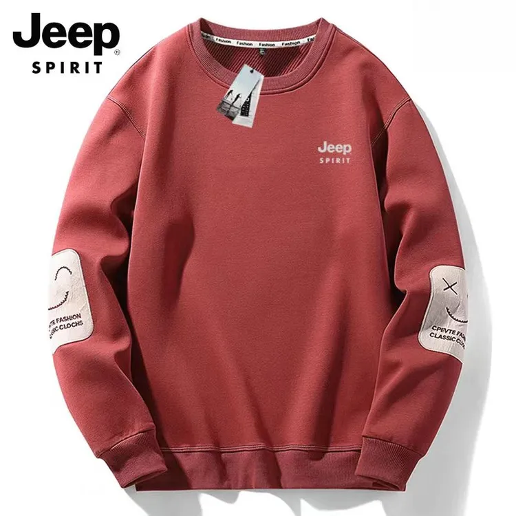 JEEPSPIRIT吉普圆领卫衣男士秋冬季宽松休闲运动套头长袖加绒上衣