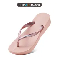 休闲简约中跟人字拖女夏季休闲厚底外穿网红凉拖鞋海边坡跟沙滩鞋