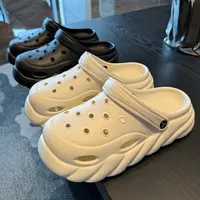 靓蒂芬新款防滑外穿洞洞鞋女夏季包头速干半拖鞋厚底透气沙滩凉鞋