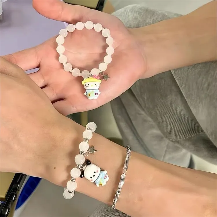 三丽鸥小红书同款高颜值帕恰狗KT猫简约 石手链情侣闺蜜礼物