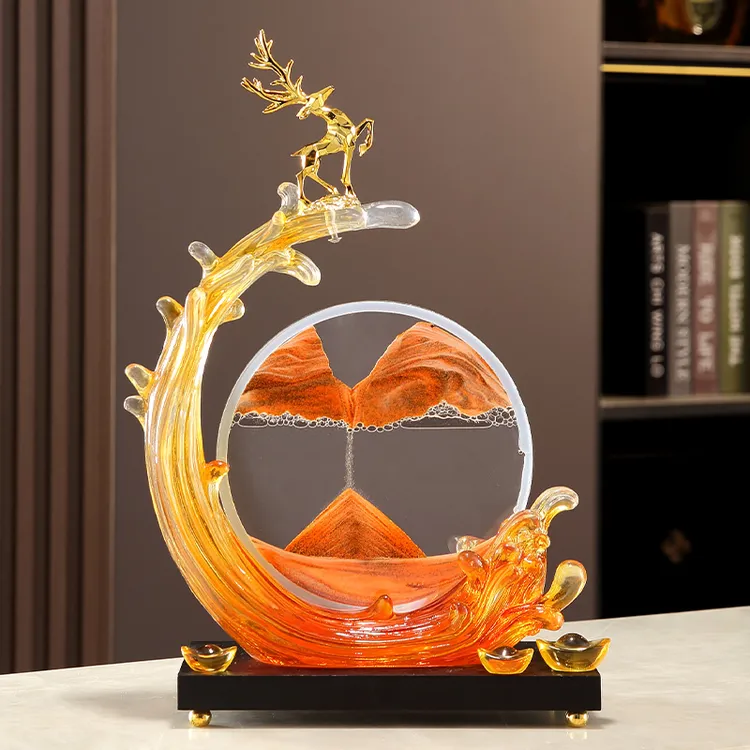 风生水起流沙画摆件轻奢高档客厅办公室电视柜酒柜装饰品乔迁礼物