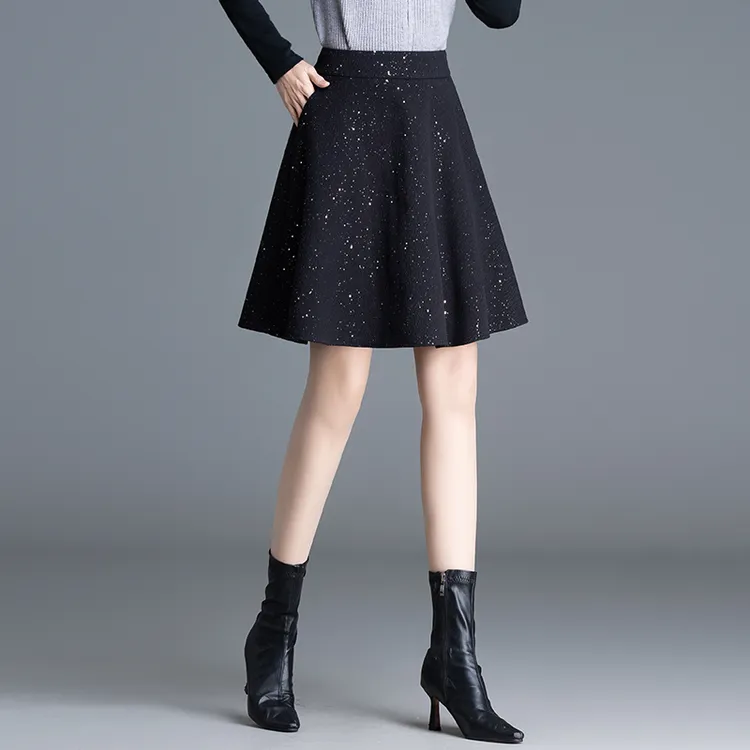 秋冬毛呢裙上新璀璨系列高级感显瘦a字裙优雅气质百搭裙子90925