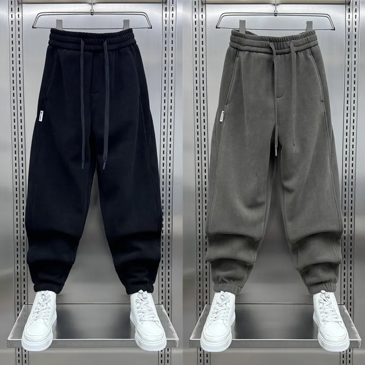 休闲裤男士2025冬季新款加绒加厚运动束脚卫裤青年痞帅宽松哈伦裤