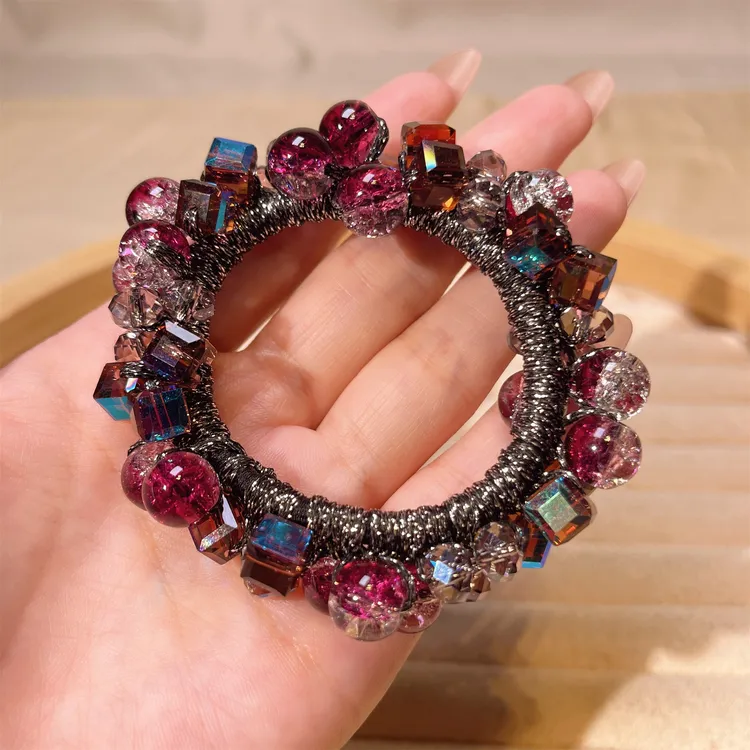 春季新款高弹力炫彩水晶发绳气质时尚百搭优雅精致轻奢发饰