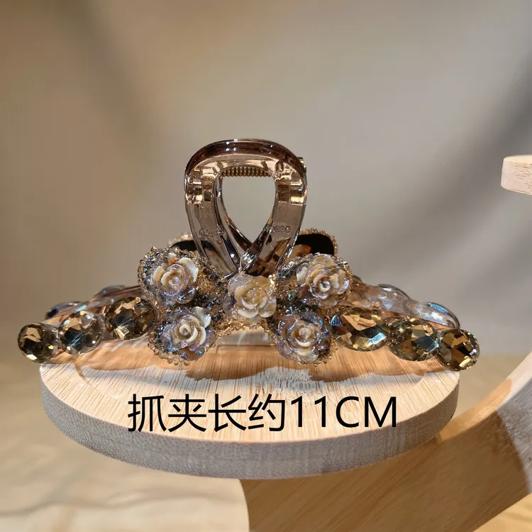 约11公分新款蝴蝶玫瑰抓夹轻奢时尚可爱百搭韩版气质优雅发饰