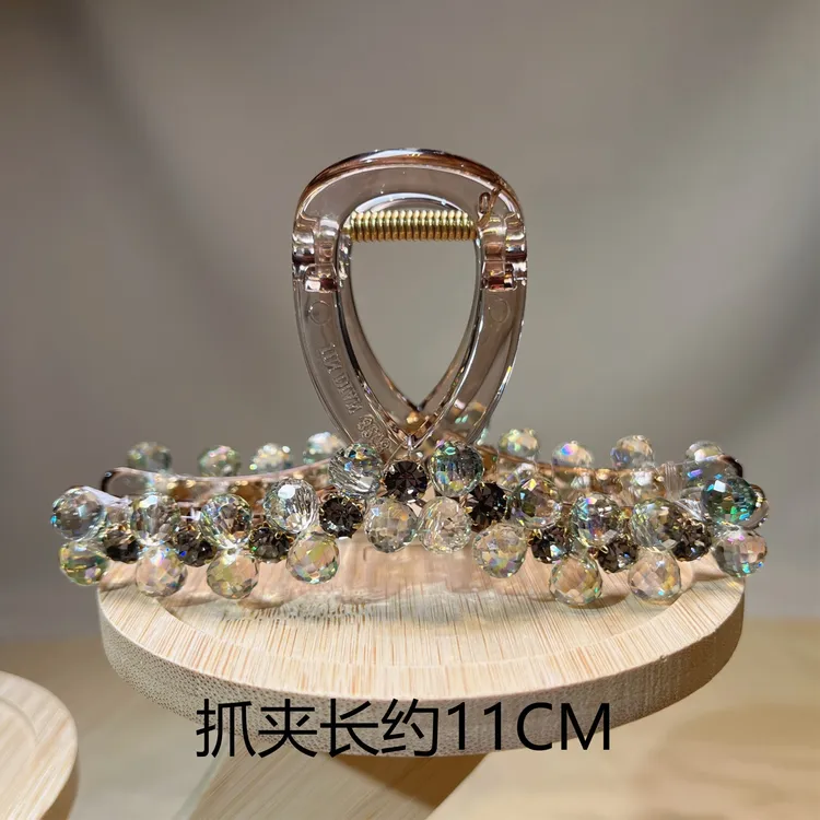 约11公分新款炫彩水晶抓夹百搭轻奢气质优雅韩版精致时尚发饰