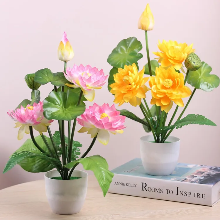 荷花莲花仿真花假花礼佛装饰花观音花佛前装饰假花绢花供小盆栽