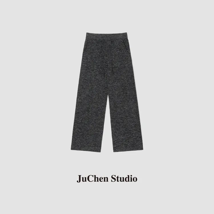 “肯豆出街”上身秒变纸片人慵懒芝麻花纱定纺针织裤 JY2420056-872