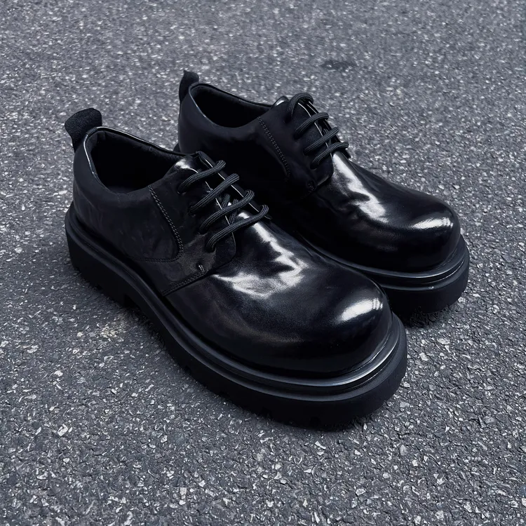 MK【男款】2024新款头层牛皮大头德比鞋厚底增高百搭休闲皮鞋