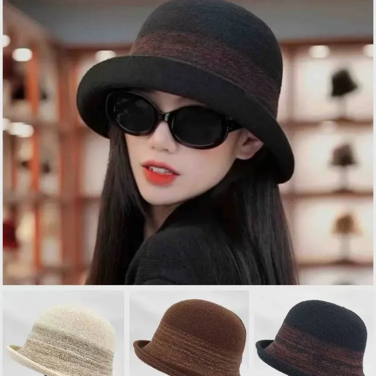 【头围最小52cm】新款英伦气质秋冬季复古时尚优雅百搭渔夫帽针织帽