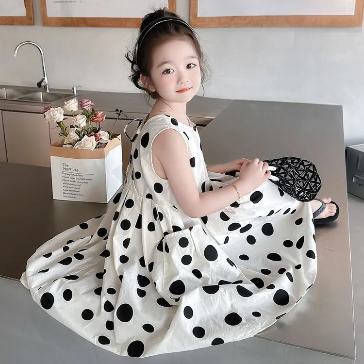 2025炸街潮牌女童装夏季裙子夏装连衣裙儿童洋气波点裙网红公主裙