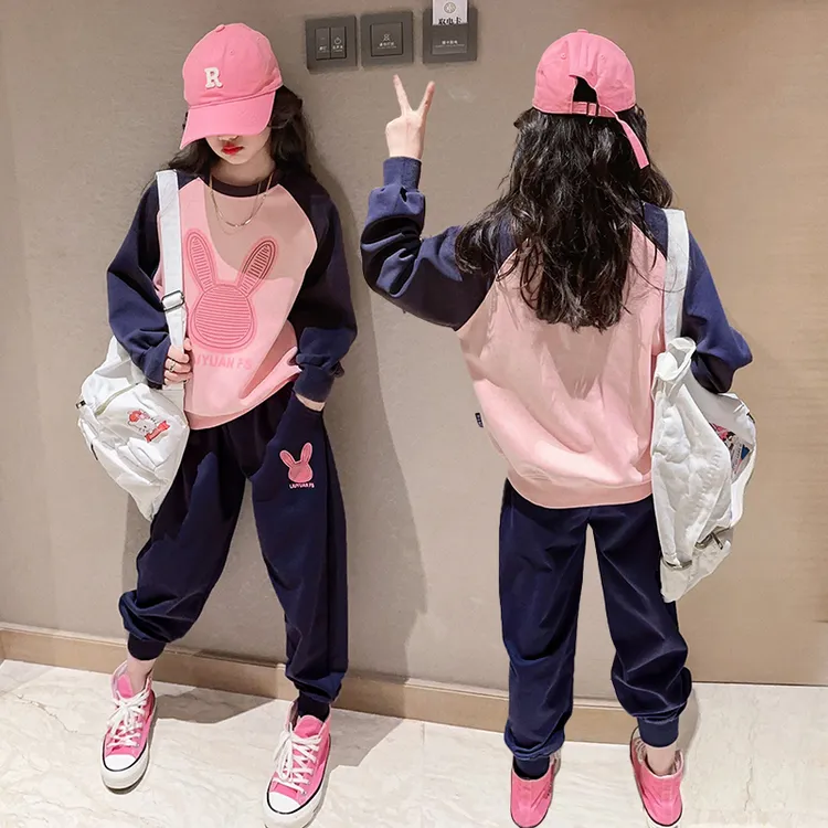 女童春装套装2025新款春秋儿童装外套10女大童连帽运动服两件套潮