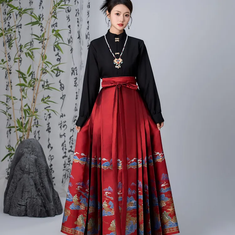 千里江山【单件】新款织金仿妆花中国风马面裙