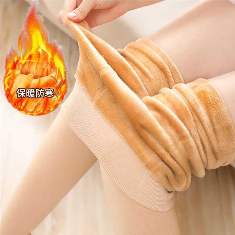 加绒加厚光腿神器秋冬款裸感保暖连裤袜黑丝外穿一体打底裤肉色