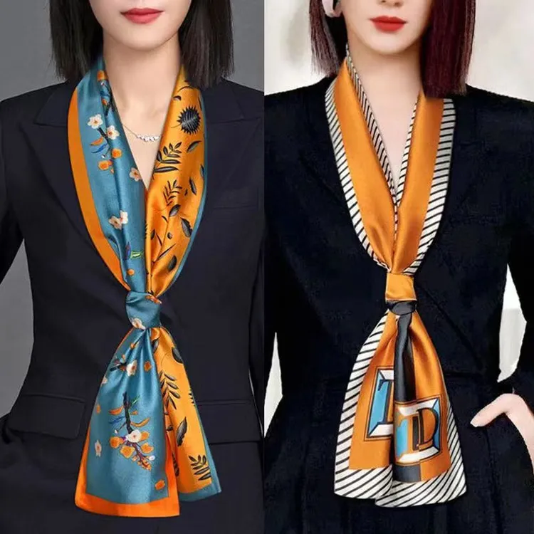 长条小丝巾百搭夏季新款薄款洋气围脖小领巾韩版气质时尚女士丝巾