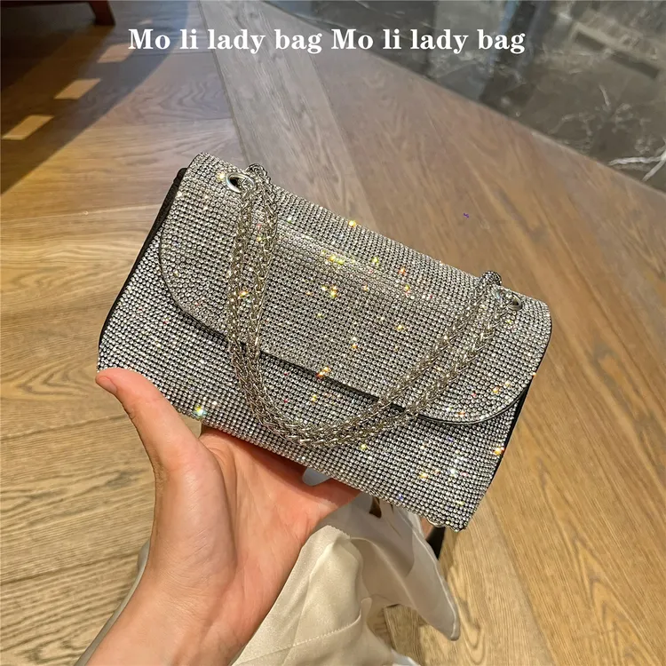 信封小包包2024新款时尚高级小众轻奢带钻单肩斜挎包腋下包手机包