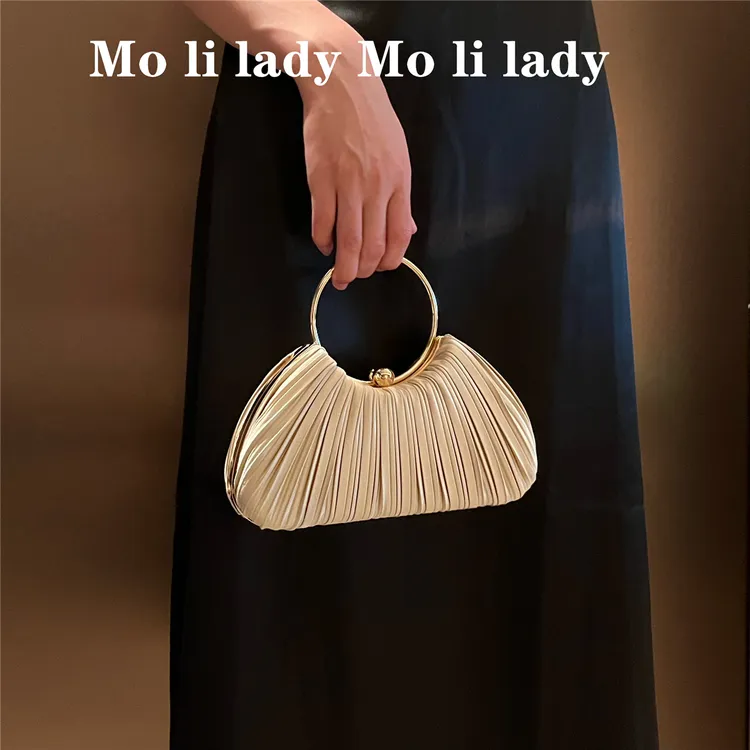 【现货】名媛高级感皱褶包新款圆环手提包晚宴旗袍包礼服手拿