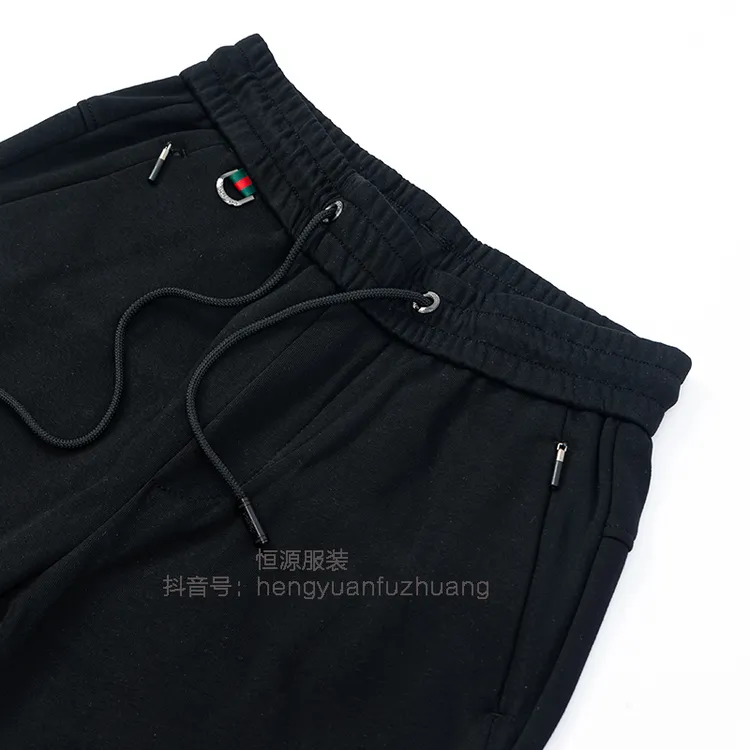 裤子运动休闲裤春秋爆款束脚刺绣标志拉链口袋高档黑色款显瘦男款