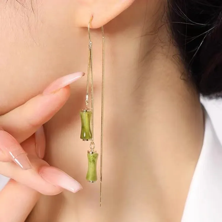 铜合金耳饰 国风气质流苏竹节耳饰耳坠