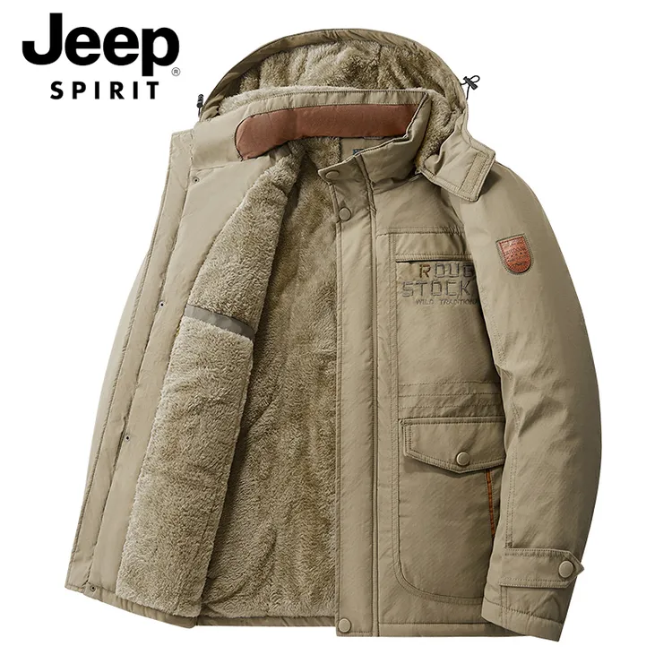 Jeep吉普冬季棉衣加厚加绒保暖男士休闲棉服防风防水外套冬天棉袄