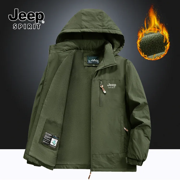 Jeep吉普棉服冬季男士加绒加厚防水保暖外套冲锋上衣大码休闲棉衣