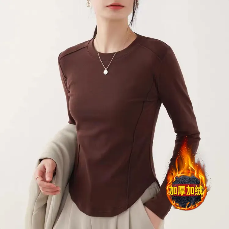 冬季保暖美拉德绒半高领德绒打底衫女修身爆款纯色时尚内搭显瘦
