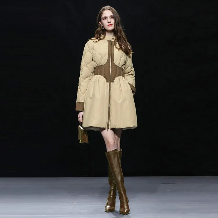 冬季甜酷风收腰显瘦南瓜裙中长款白鸭绒保暖羽绒服HC32843