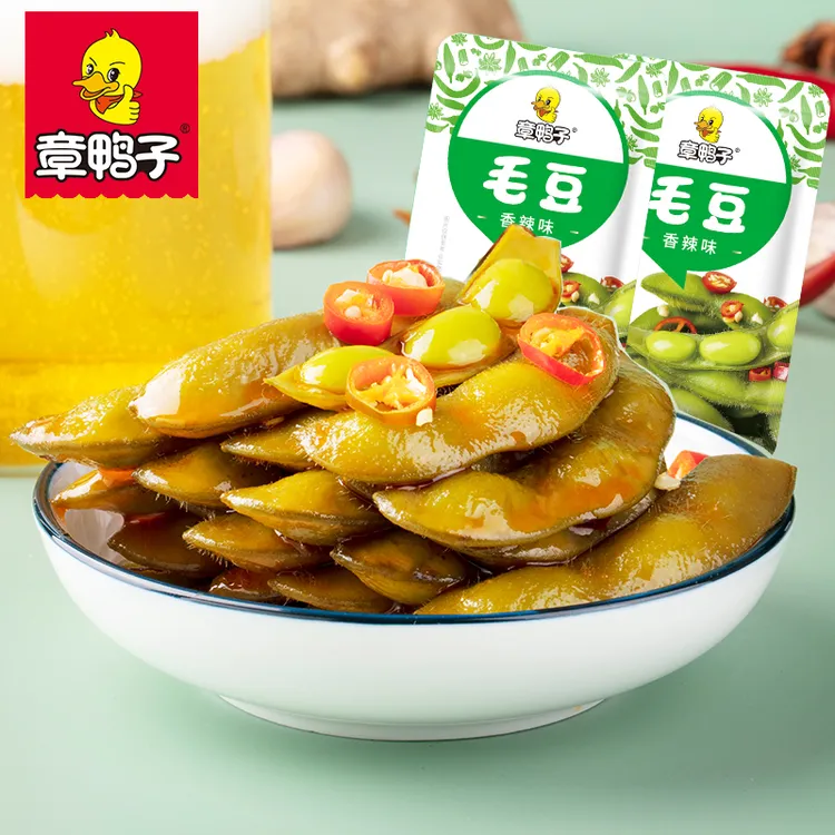 章鸭子香辣毛豆湖南休闲卤味零食醇香美味即食真空包装湖南特产
