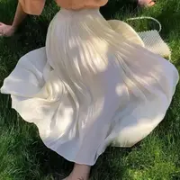 Nalian/拿恋豆子严选法式仙女流光裙时尚纯色春夏款半身裙DZ95021