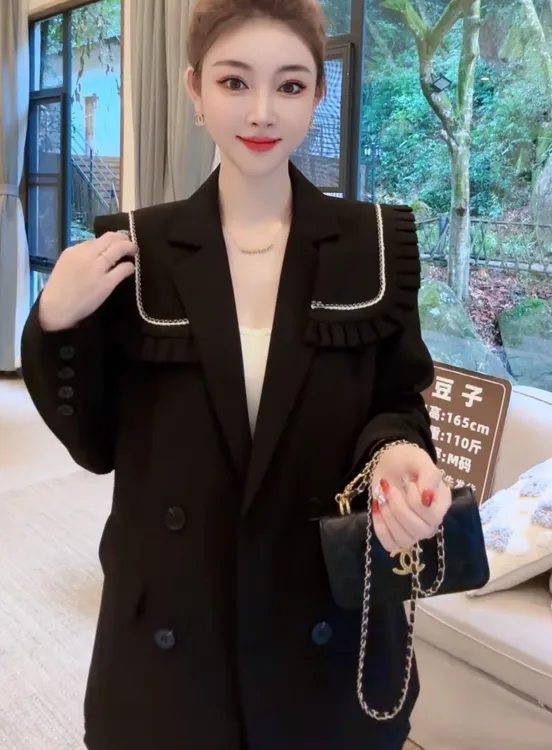 Nalian/拿恋豆子优选-时尚设计可拆卸木耳边海军领西服   DZ90269