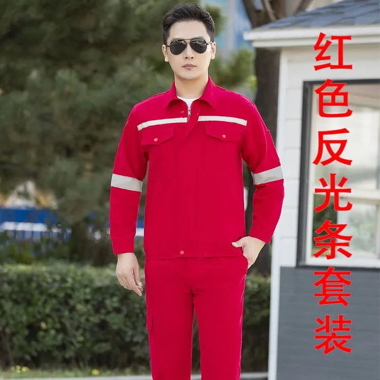 焊工专用翻领棉工作服套装男春秋上衣工厂电焊防烫耐磨裤子劳保服