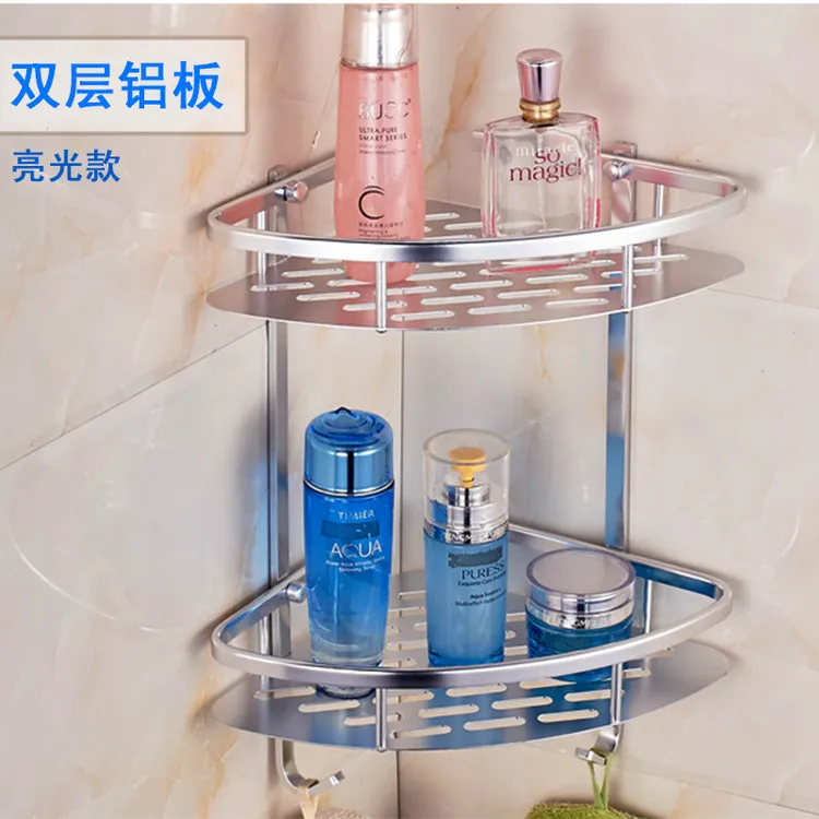 打孔三角支架洗手间置物架洗漱转角卫生间壁挂收纳双层三角架加厚