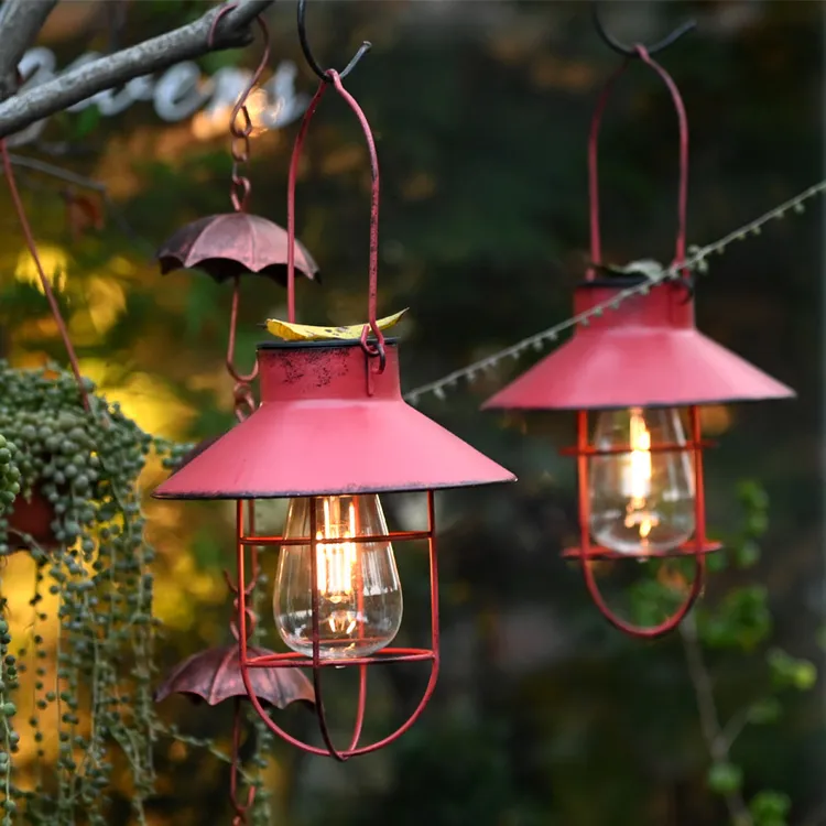 铁艺复古庭院挂灯摆件装饰太阳能吊灯花园别墅户外路灯室外防水