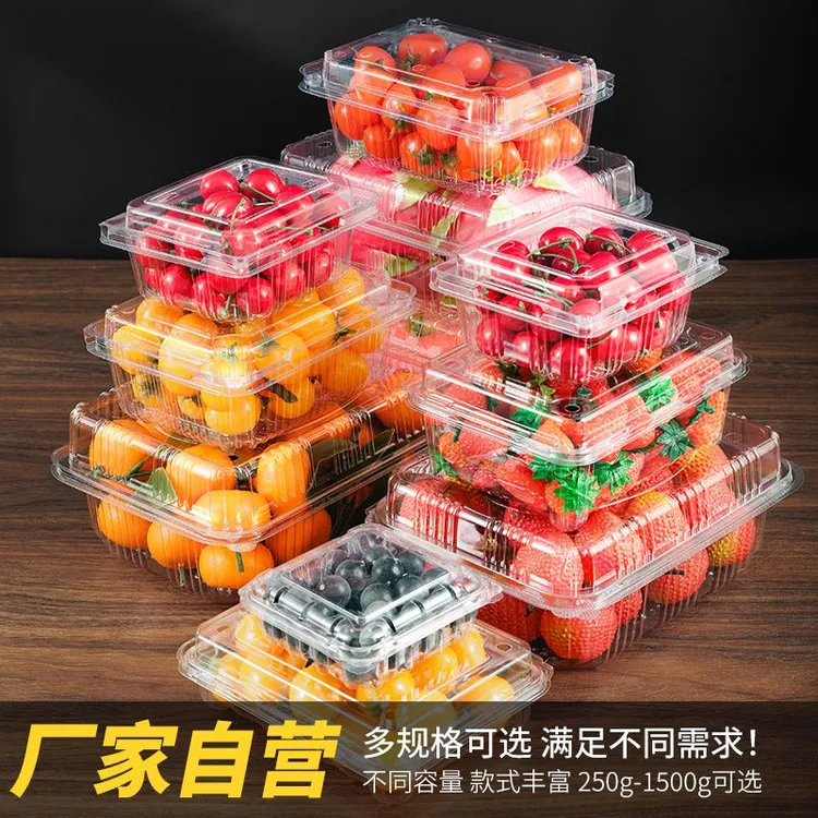 一次性水果盒子透明塑料草莓盒500克带盖打包盒一斤装水果包装盒