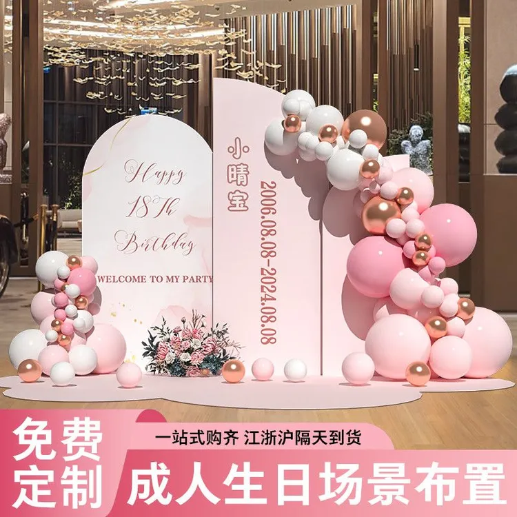 公主风成人礼生日装饰场景布置kt板女孩生日背景生日场景布置用品