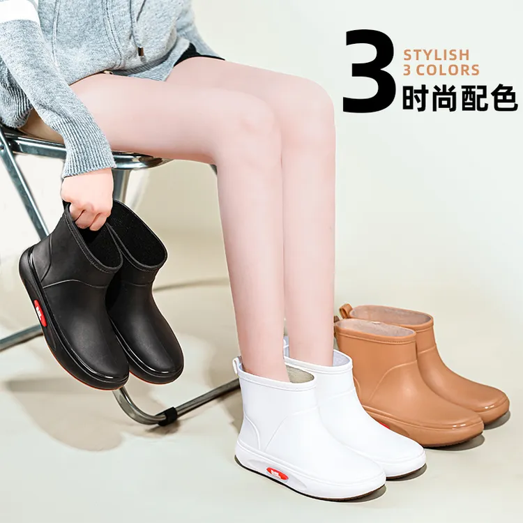 德系雨鞋女款防滑时尚短筒休闲外穿中筒加绒防水钓鱼厨房水鞋胶鞋