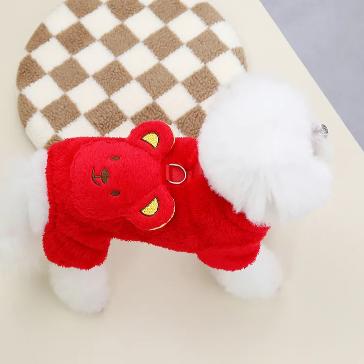宠物服装可牵引小型犬泰迪比熊博美四脚冬季保暖狗狗衣服网红爆款
