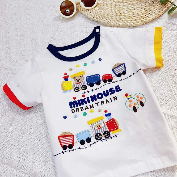 Mikiclever重工大刺绣豪华小火车上衣童装男孩女孩透气潮流休闲