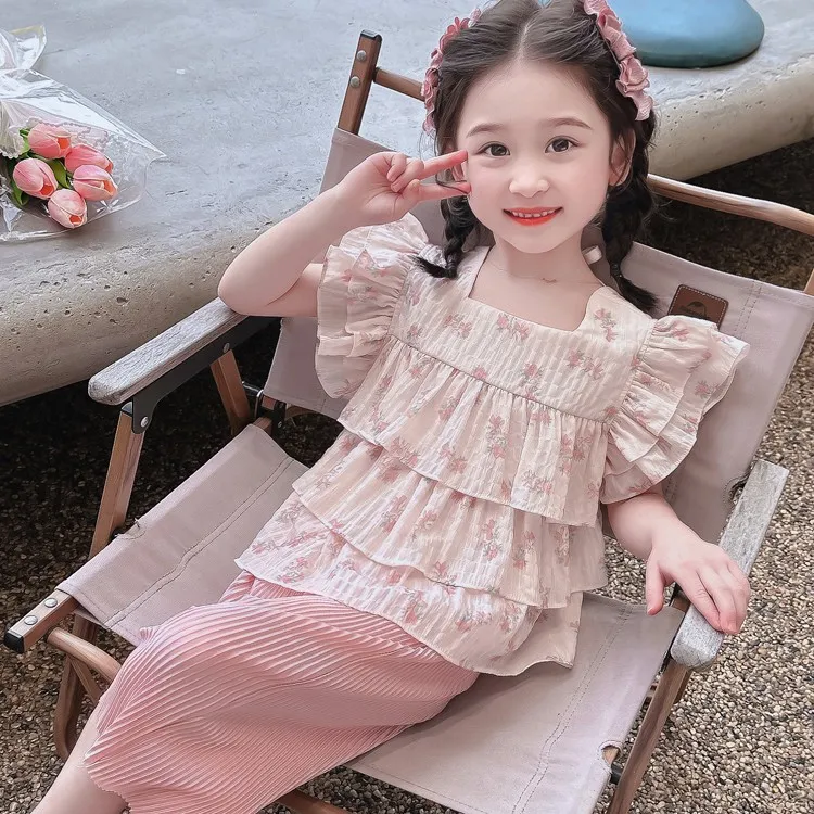 女童套装夏季2023新款女宝宝衣服夏款网红洋气时髦小童儿童装夏装