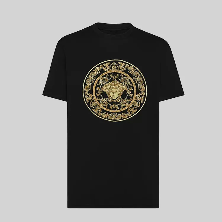 【601】2024年新款夏季短袖丝光棉男装重工刺绣烫钻男士T恤