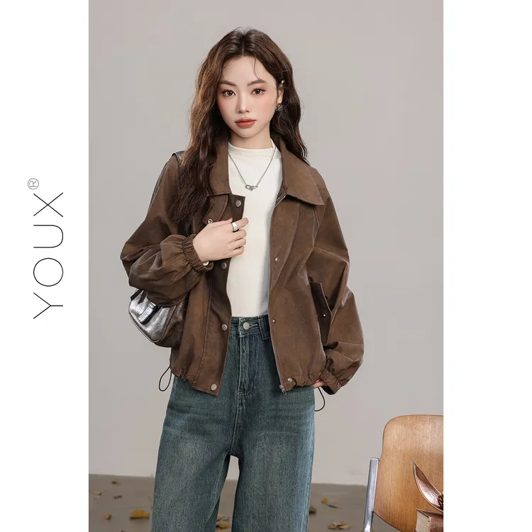 又巷【揭开序幕】美拉德皮衣2025年秋季新款复古感气质夹克外套女