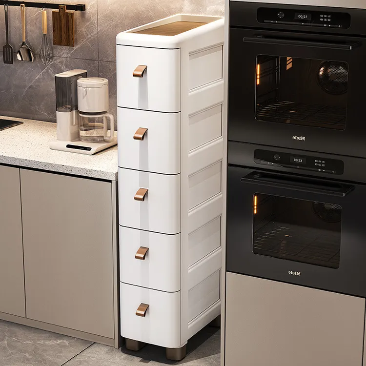 帕文18/25/30cm缝隙窄边柜夹缝抽屉式收纳柜厨房置物架可移动多层