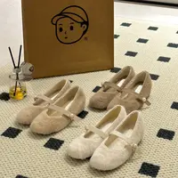 晚睡兰·内增高5cm法式珍珠温柔软底百搭秋冬玛丽珍单鞋加绒圆头女