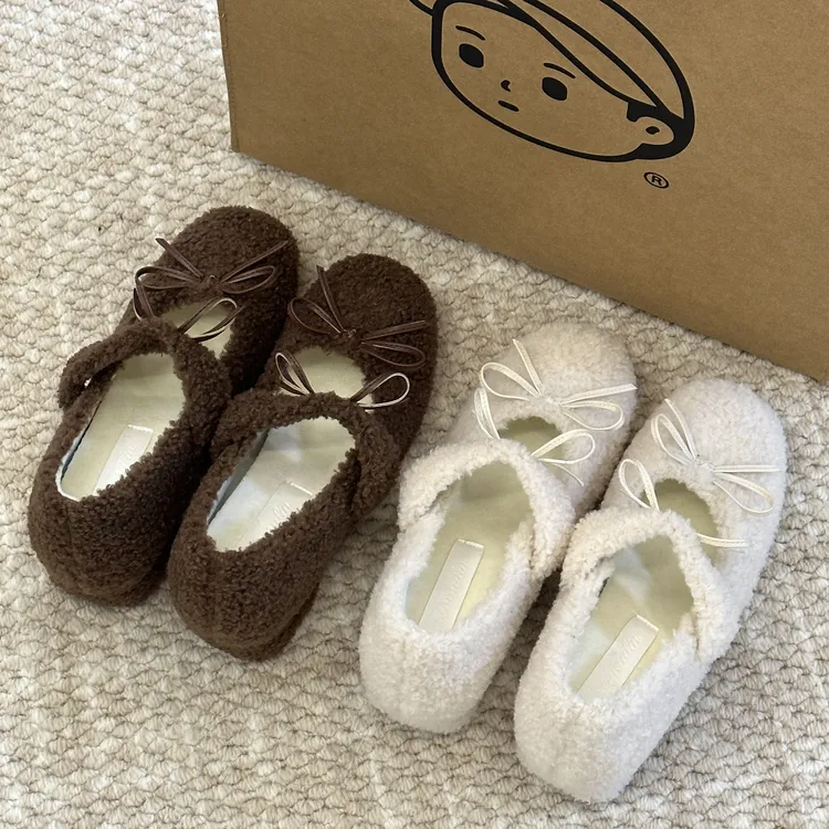 晚晚·内增高7cm冬季豆豆鞋鞋子软底外加厚保暖网红百搭加绒毛毛鞋